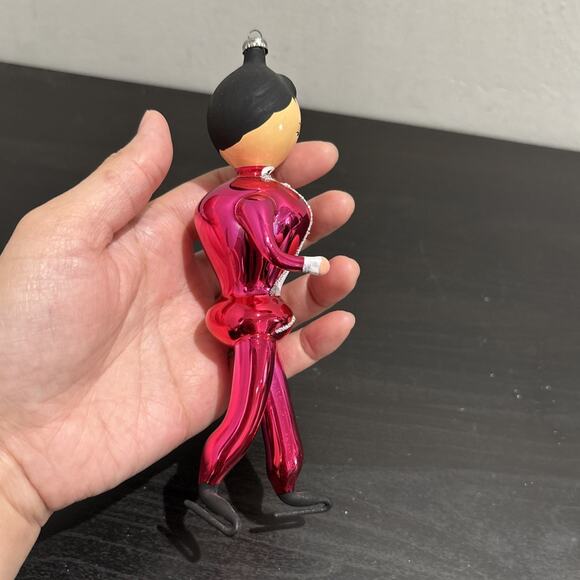VTG 60s Soffieria De Carlini Hand Blown Glass Male Skater Christmas 6.5”Ornament - Picture 5 of 9
